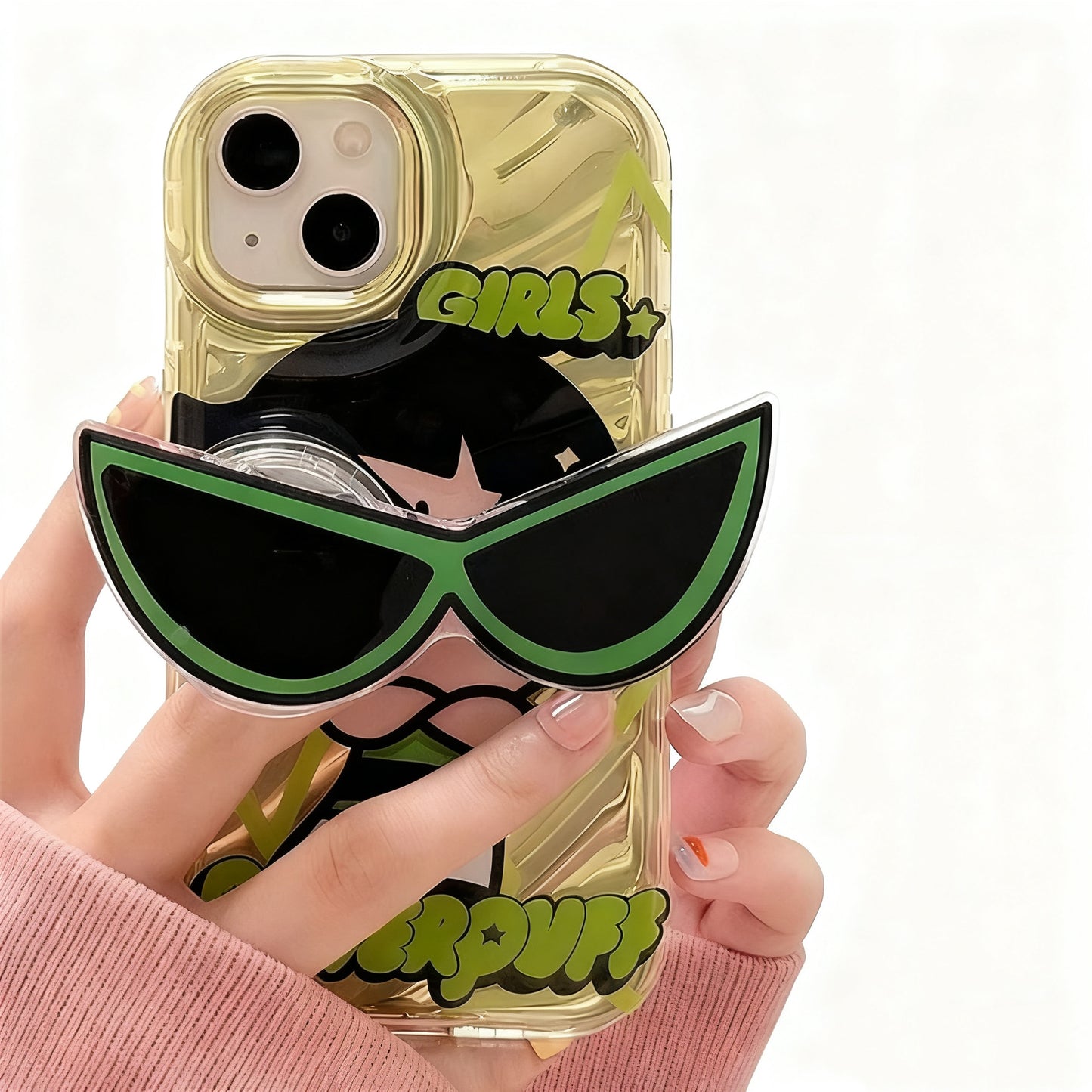 Flying Girl Police Glasses Stand Phone Case