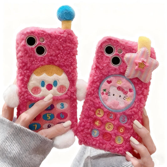 Plush cute cartoon phone case