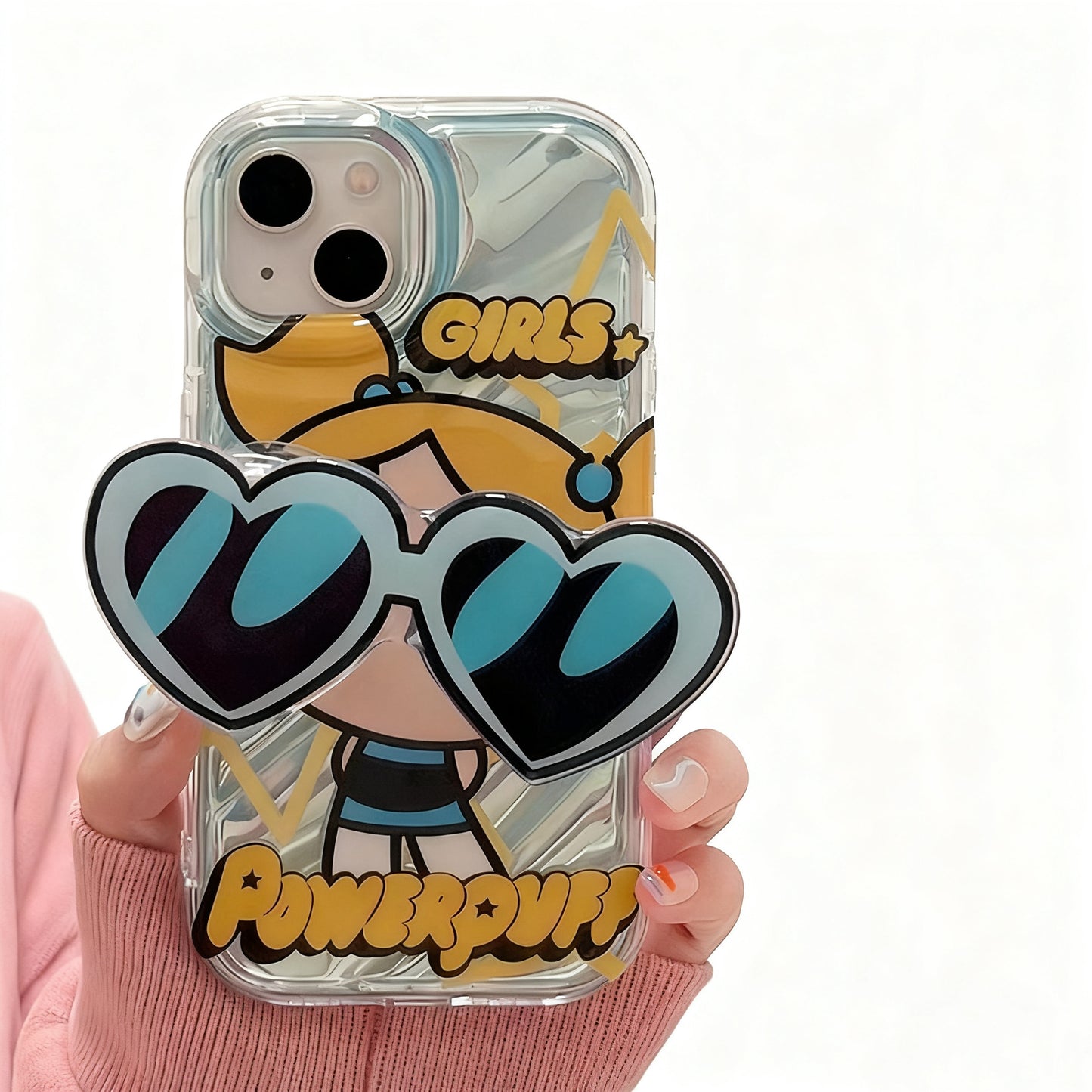 Flying Girl Police Glasses Stand Phone Case