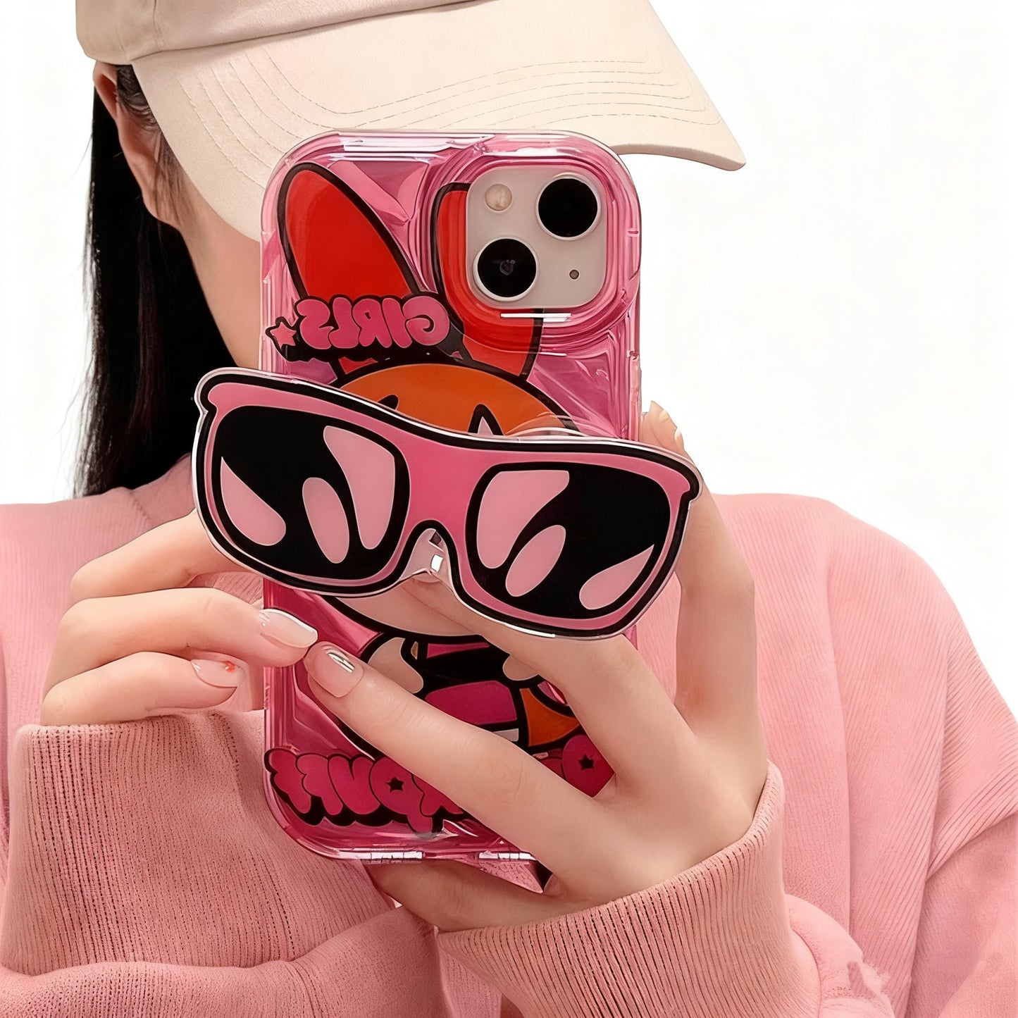 Flying Girl Police Glasses Stand Phone Case