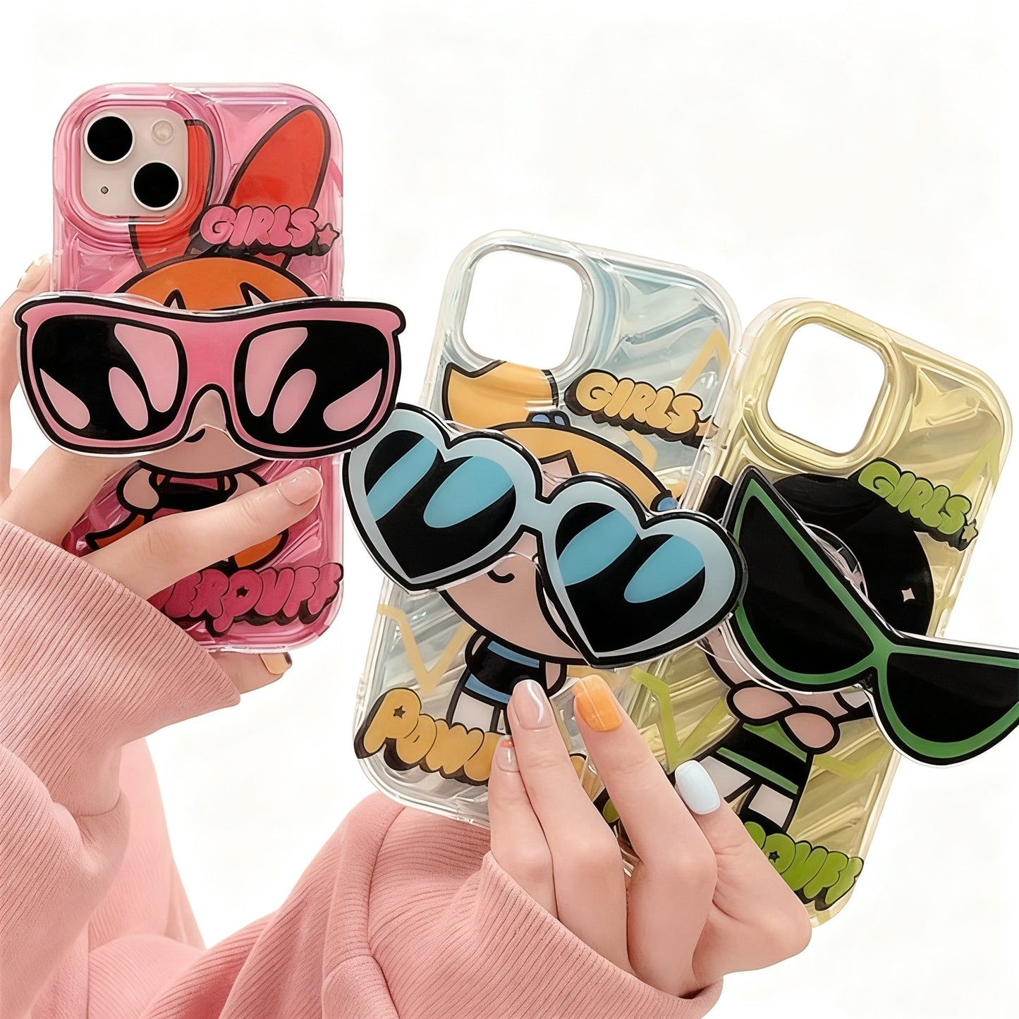 Flying Girl Police Glasses Stand Phone Case